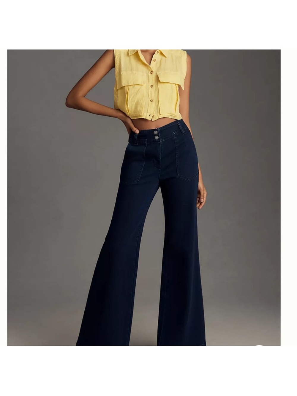 Anthropologie Wide-Leg High-Rise Jeans in Navy